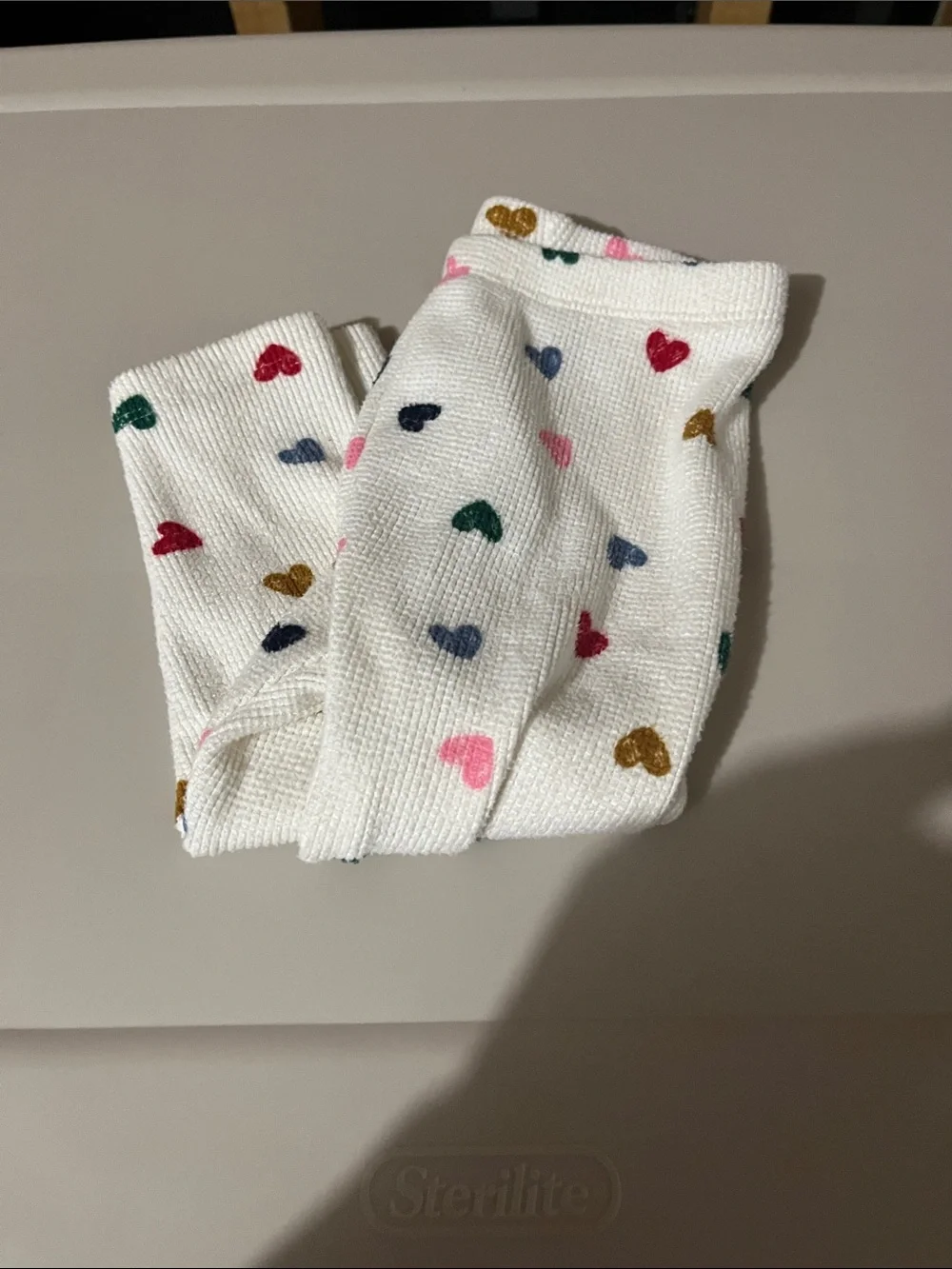 Old Navy White Tights with Multicolored Heart Motifs